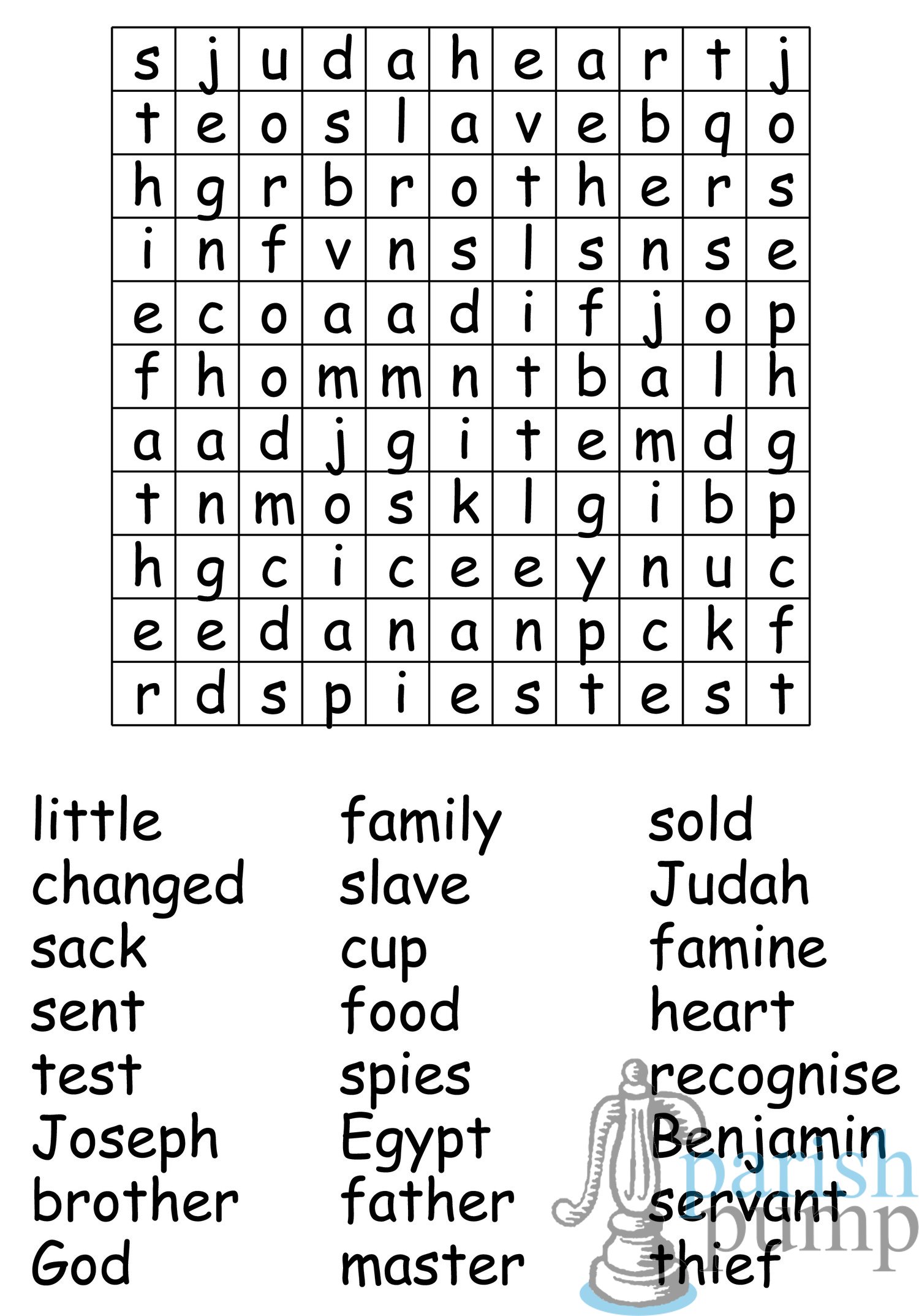 PP Bible Bites – Joseph pt 3 Wordsearch clues nov17 fr – Parish Pump Ltd